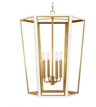 Visual Comfort & Co. Studio Collection AC1083MWTBBS - Curt traditional dimmable indoor small 3-light lantern chandelier in a matte white finish with gold