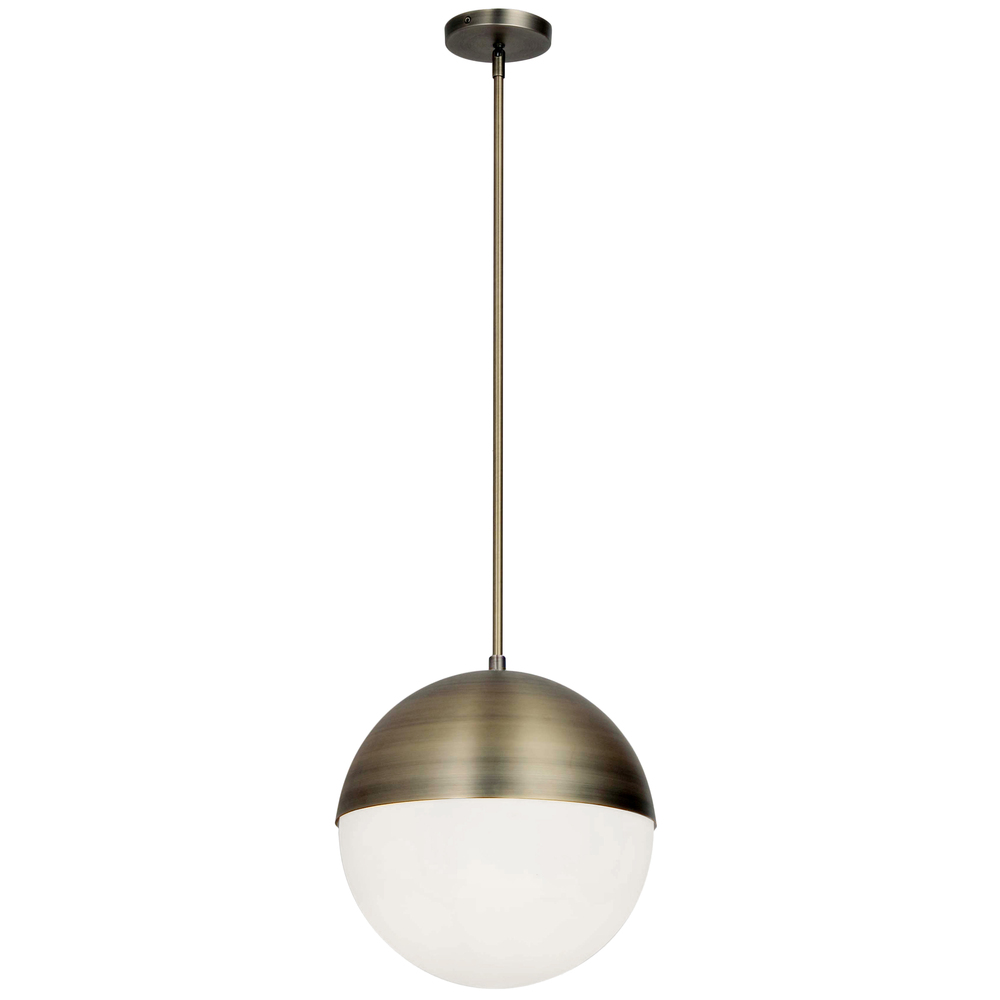 3LT Halogen Pendant, AB w/ WH Opal Glass