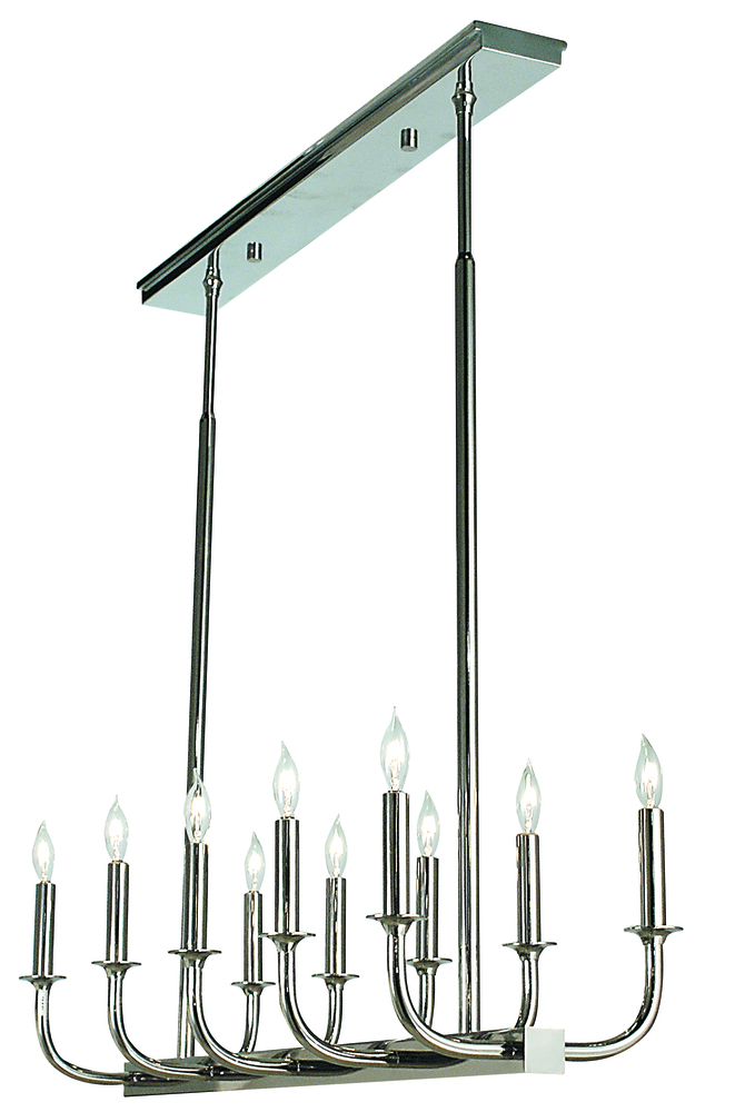 10-Light Polished Silver Moderne Dining Chandelier